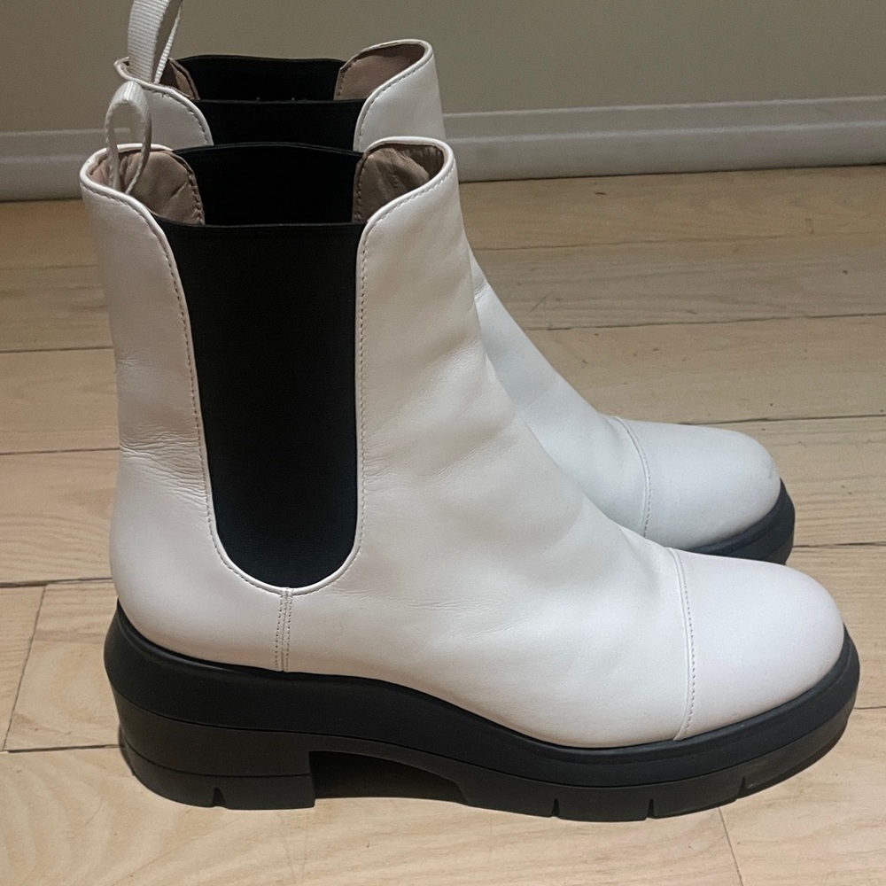 Stuart Weitzman White and Black Ankle Boots